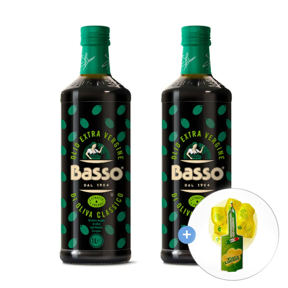 [무료배송] 바쏘 엑스트라버진 올리브유 1L x 2개 (피오디 48ml 증정) / 이탈리아 지중해 올리브 오일 풀링 식물성 저온압착