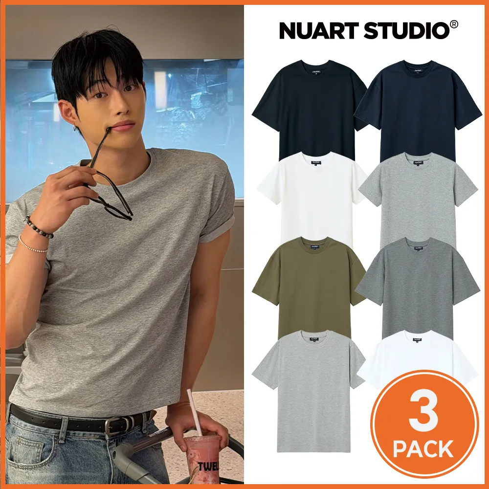 [1+1+1/3pack] 베이직 무지 코튼 라운드 티셔츠 남성/여성 (기본/머슬/크롭)