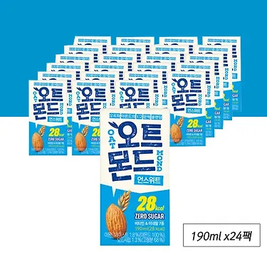 오트몬드 저칼로리 언스위트 190ml x 24팩 / 소비기한 26.07.24