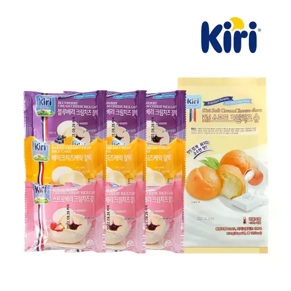 [11번가] 끼리 크림치즈 찰떡 3종(스트로베리3/블루베리3/베이크3) 총9개 + 끼리 소프트 슈(6입) 1개 / 총 15입