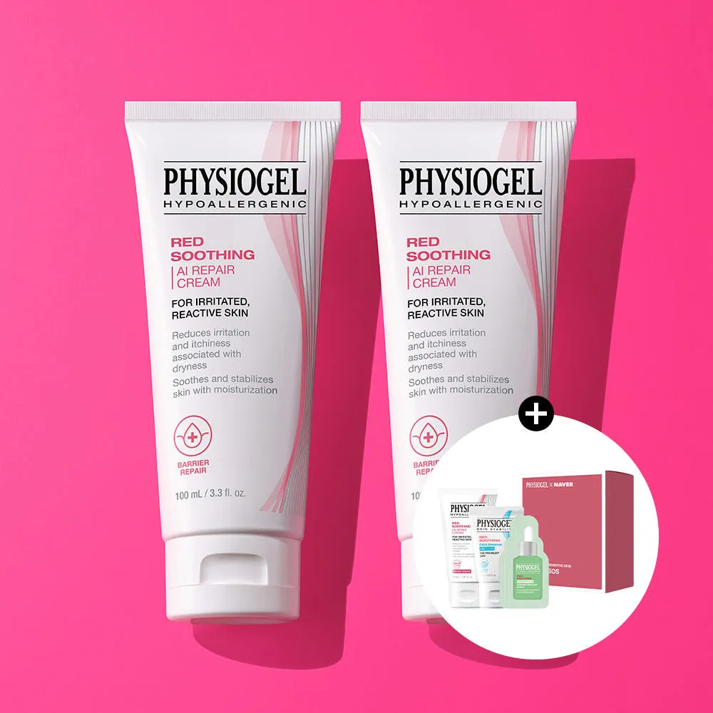 피지오겔 레드수딩 AI 리페어크림 100ml x2개 민감 피부 장벽+(증정) 민감 진정 SOS 키트(로자테카 세럼 1.5mlx3개+리페어크림 30ml+시카밸런스 폼클렌징 20ml)