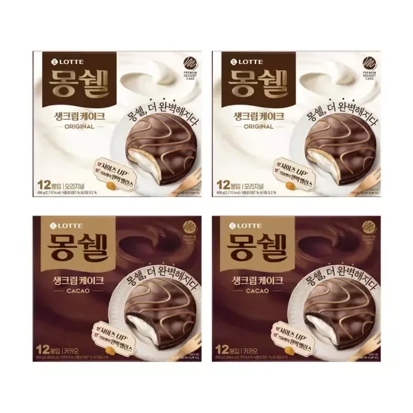 [11번가] 롯데웰푸드 몽쉘 생크림 케이크 오리지널 408g, 2개 + 카카오 408g, 2개