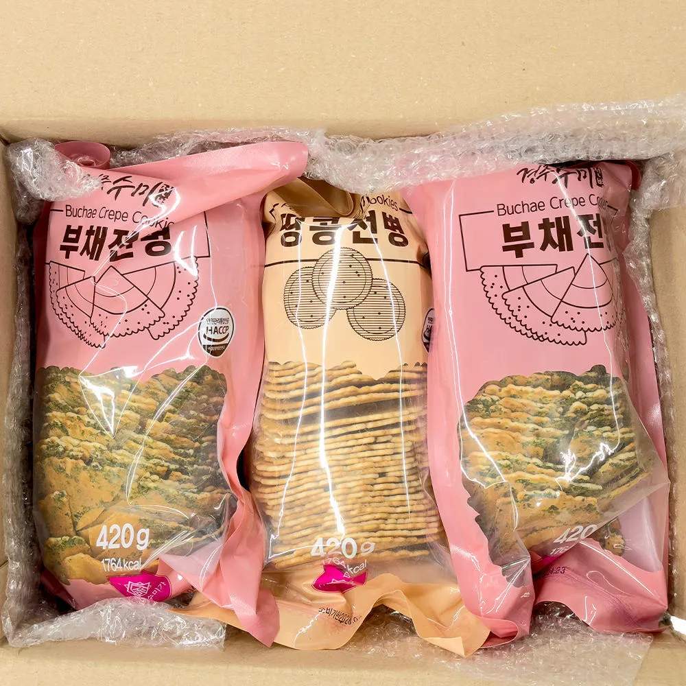수미가 부채파래전병 420g 2개 + 땅콩전병 420g 구성