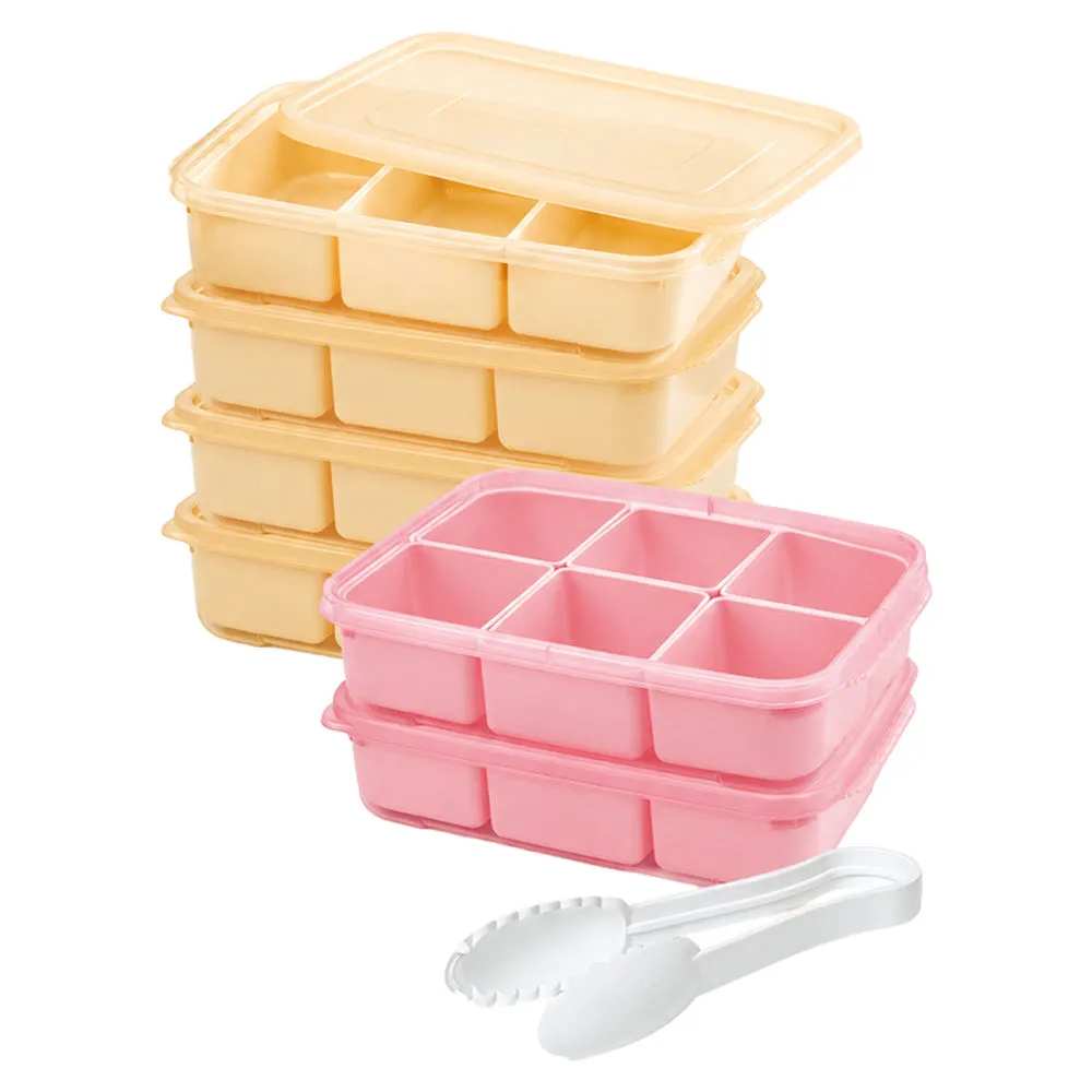 [N단독] 이지앤프리 튼튼이 웨이브킵 스페셜에디션 1700ml 옐로우 3칸 4P + 핑크 6칸 2P +집게 세트