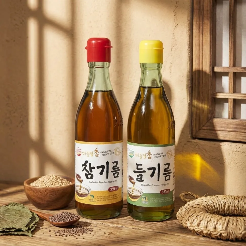 저온압착 통참깨 100% 참기름 350ml 2병