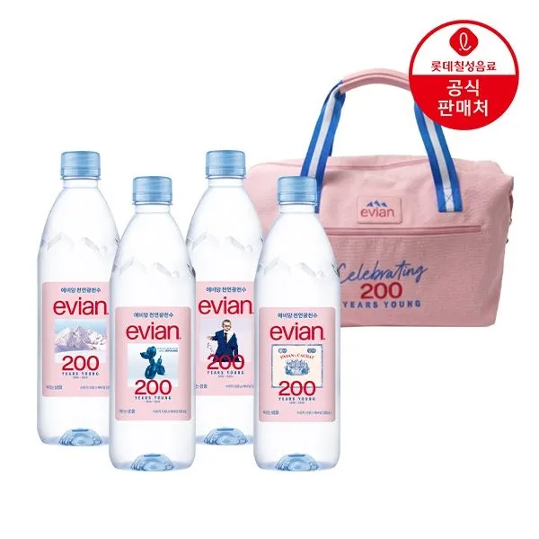 [롯데칠성](본사직영) 에비앙 생수 500ml 24펫+200주년 한정판 가방 증정 : 롯데ON