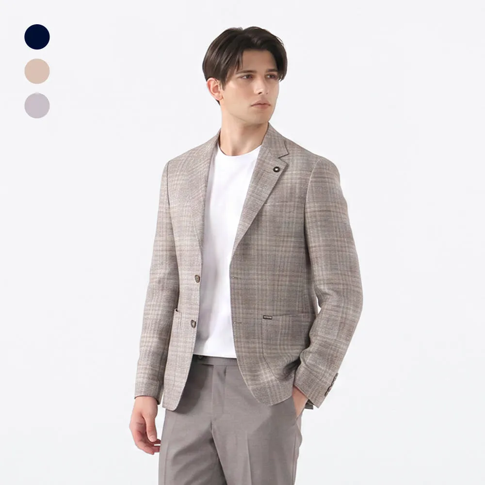 인터메조 린넨 블랜디드 멀티 체크 자켓 3종택1 IMGSBZ009F