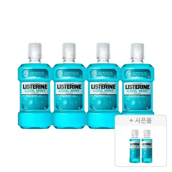 [Tday] 리스테린액 쿨민트 750ml, 4개 + 증정(쿨민트 100ml, 2개)