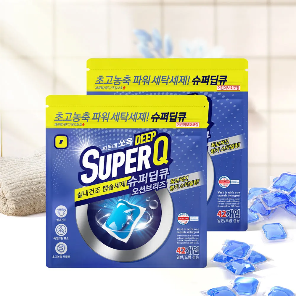 [대용량특가🔥]슈퍼딥큐 캡슐세제 42개입 4개 고농축 세탁 실내건조 드럼 일반겸용