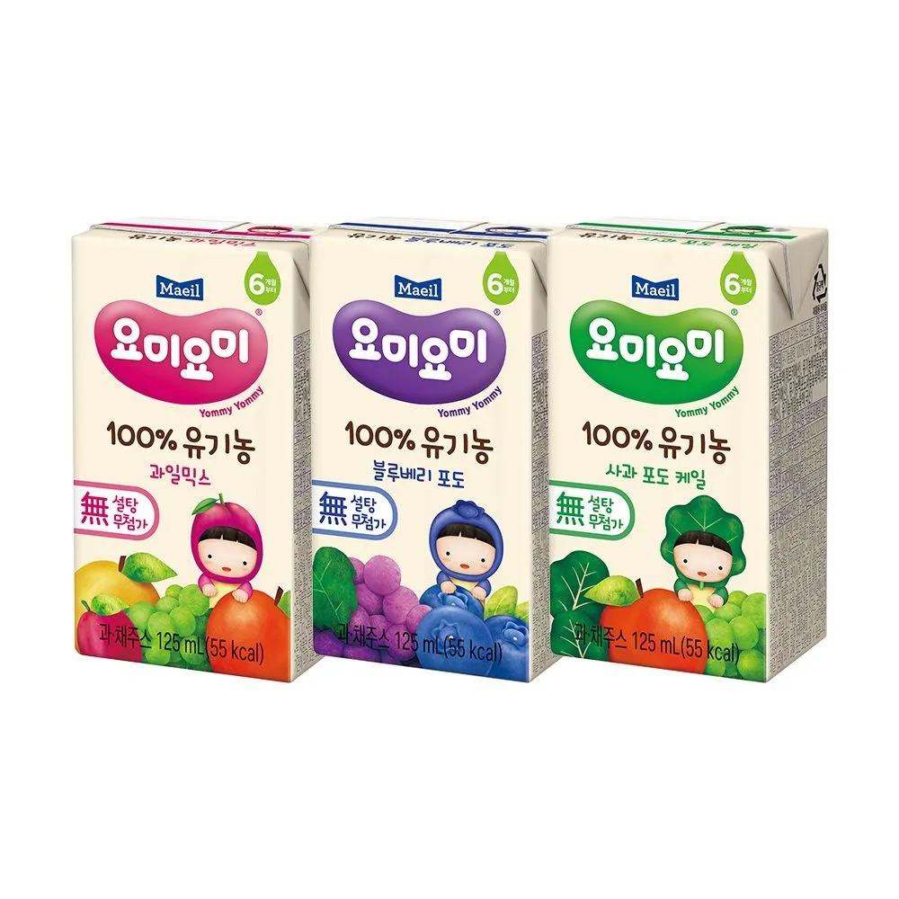 [매일][딜크릿] (홀더증정)요미주스 3종 과일믹스/블루베리포도/사과포도케일 125ml 24팩 : 롯데ON