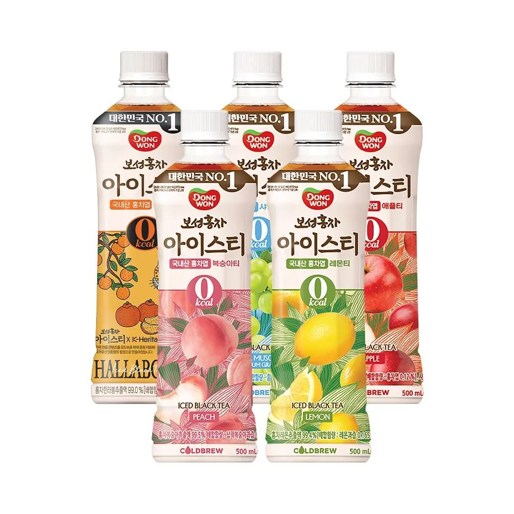 [동원](원데이) 보성홍차 아이스티 제로 5종 복숭아/레몬/애플/샤인머스캣/한라봉 500ml 24개 : 롯데ON