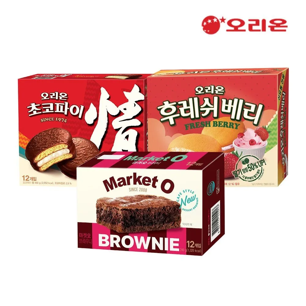 [오리온]오리온 초코파이12P + 후레쉬베리12P + 브라우니 12p : 롯데ON