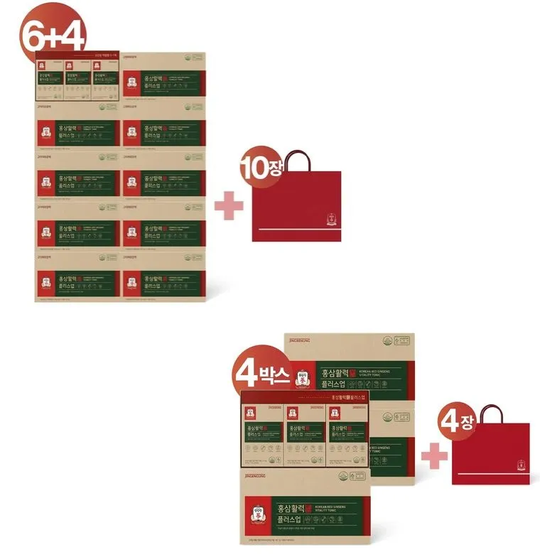[정관장]홍삼활력플러스업 6+4박스(총10박스)+쇼핑백 10장[36143697] : 롯데ON