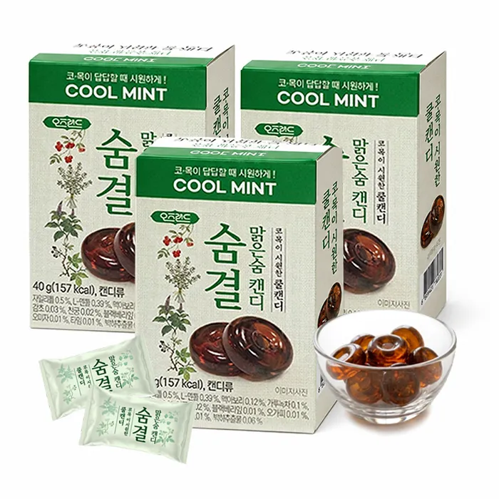 숨결 맑은숨 캔디 40g / 코목이 뻥 뚫리는 기관지캔디/미세먼지.감기.황사/시원한 허브.멘톨.자일리톨 블랜드