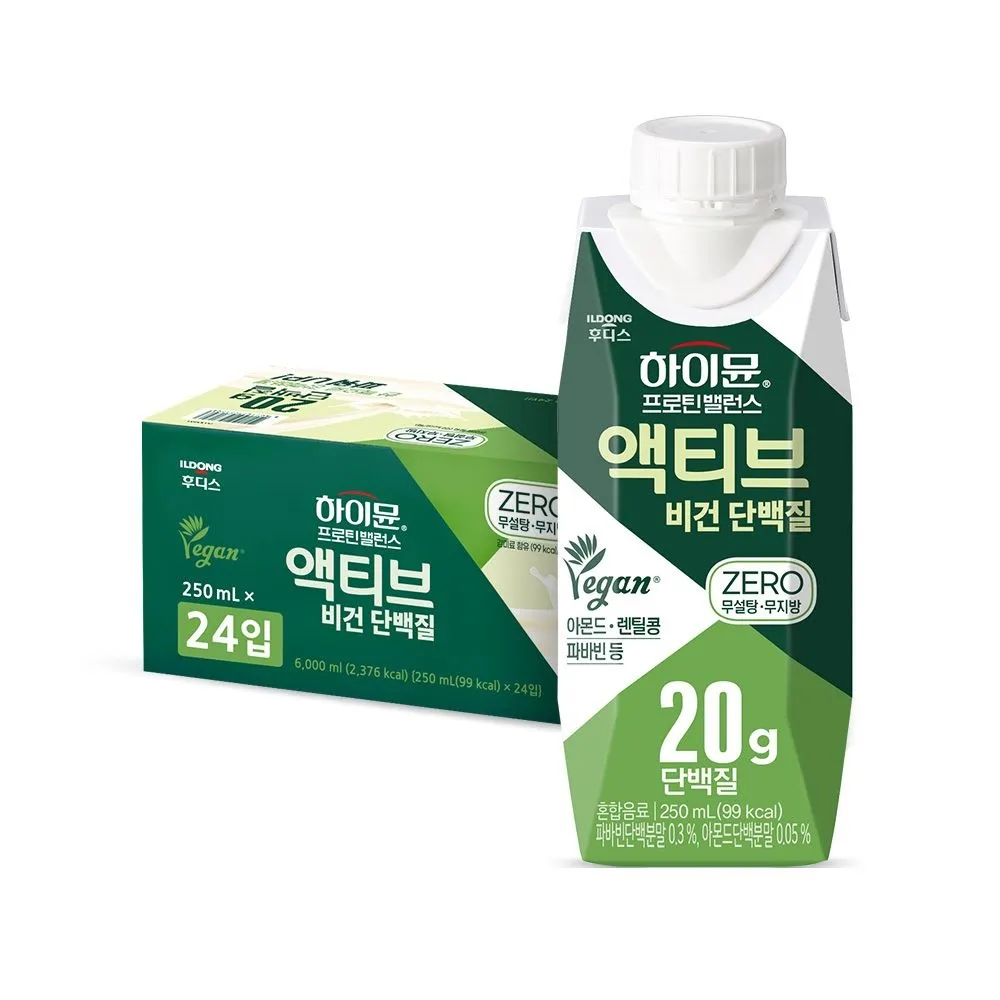 [하이뮨][소비기한 26.12.30] 프로틴 밸런스 액티브 비건 단백질 250mlx24개 : 롯데ON