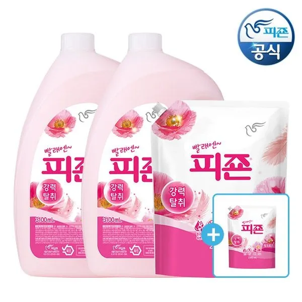 피죤 섬유유연제 3.1L 용기 2개 + 2.3L 리필 2개