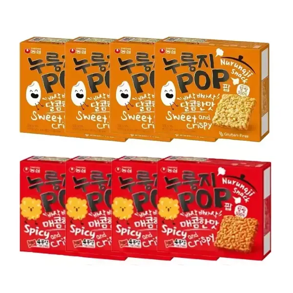 [T쇼페] 농심 누룽지팝 달콤한맛 4개+매콤한맛 4개