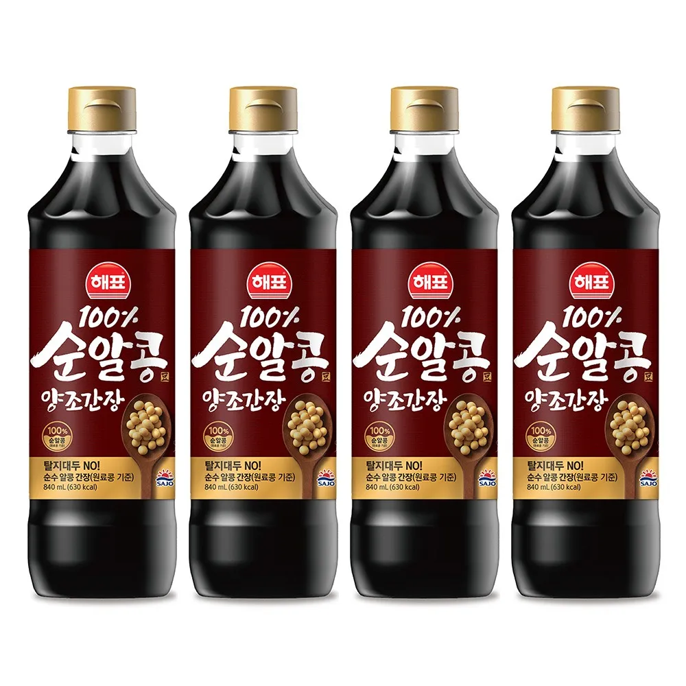 해표 순알콩 양조간장, 840ml, 4개