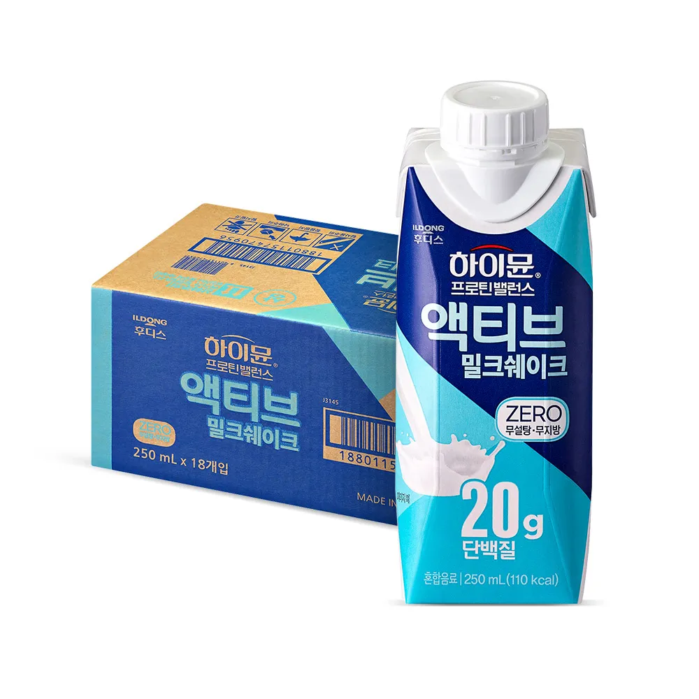 하이뮨 프로틴 밸런스 액티브 제로, 밀크쉐이크, 250ml, 18개