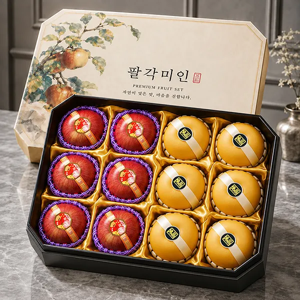 [명절할인 + 4000P적립]수려한 과일선물세트 팔각미인1호 5kg내외(사과6+배6) : 롯데ON