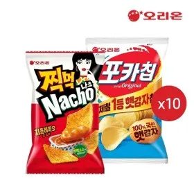 오리온 찍먹 나쵸 치폴레마요(84g) 10개 + 포카칩 햇감자 오리지널(66g) 10개