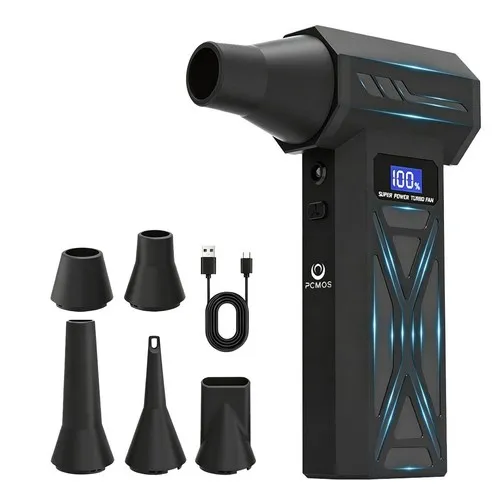 PCMOS P70 초강력 무선 터보 제트 에어건 4단 풍속 최대 130 000RPM LED 조명 배터리 잔량 표시 휴대용 포켓 블로워 차량 세차 키보드 캠핑 먼지 제거