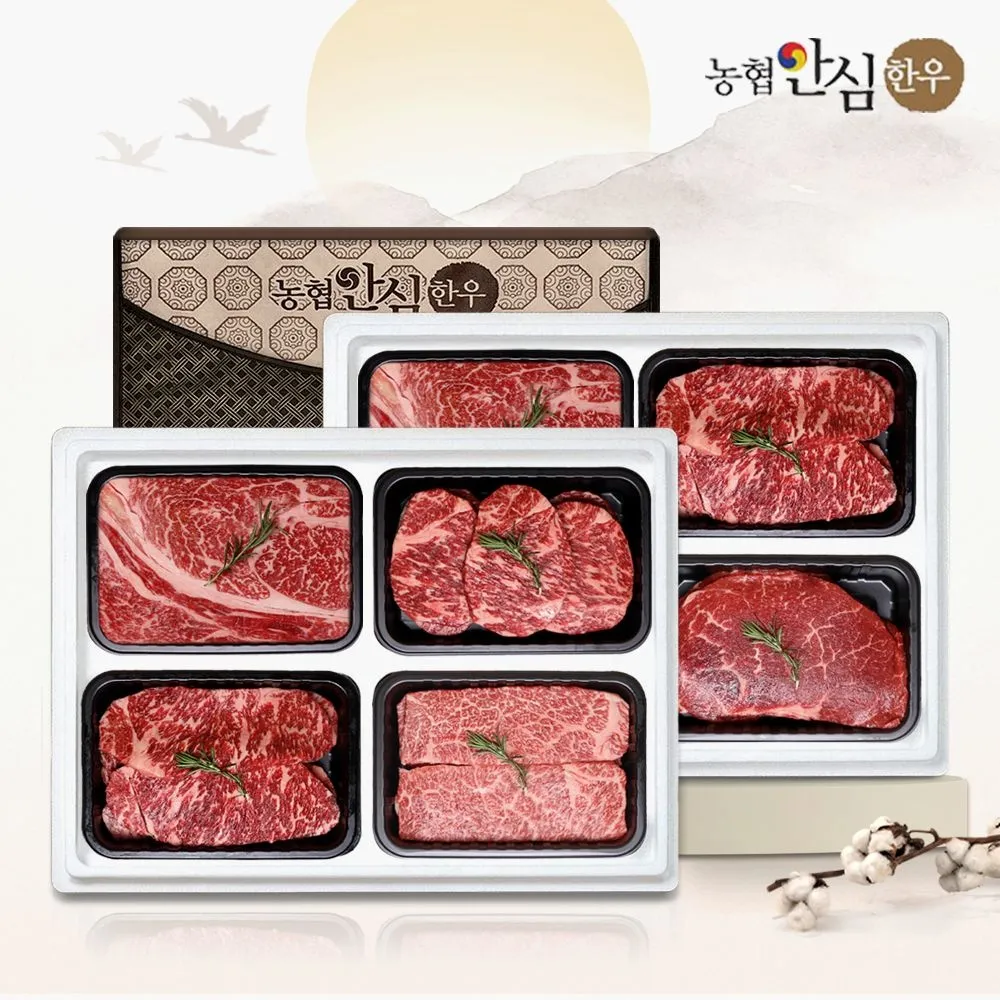 [농협안심한우][농협안심한우]한우선물세트 정육2호 1등급 1.2kg (국거리2팩/불고기2팩) : 롯데ON