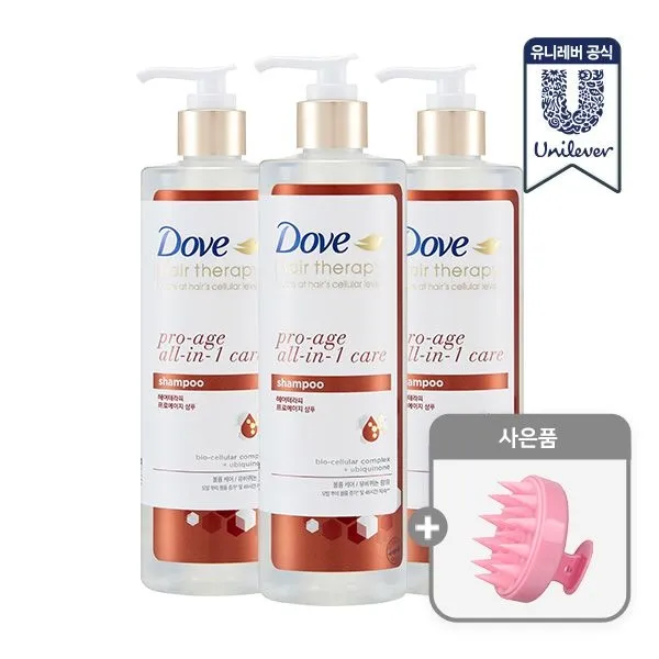 [도브][소비기한 27년 3월 1일까지/최종가 11,900원]도브 헤어 테라피 샴푸 380ml x 3개 (2종 택1) +)샴푸브러쉬 증정 : 롯데ON