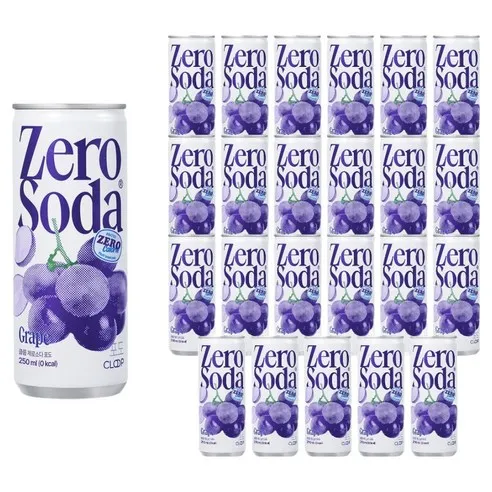 클룹 제로소다 포도, 250ml, 24개 - 기타탄산음료