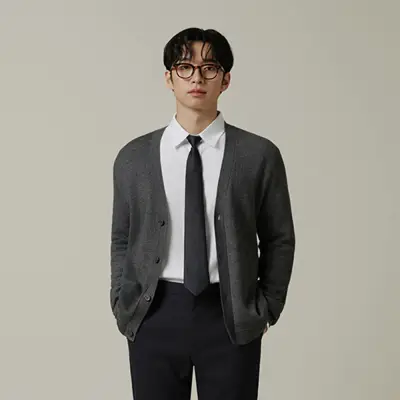 [공용] 투톤 Y넥 가디건 3Color