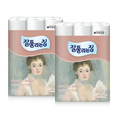 [오늘의집 단독] 잘풀리는오늘의집 키친타월 150매 12롤 * 2팩 (총 24롤)