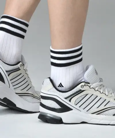 [아디다스] (ADIDAS) 앵클 블랙로고 쿠션 미들 스포츠삭스 3팩