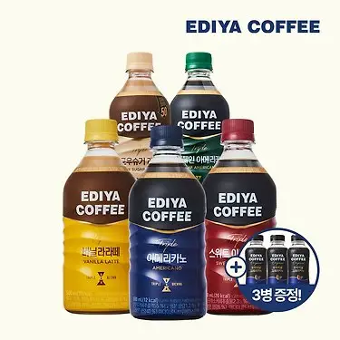 [5%쿠폰+머그증정] 이디야 PET 500ml 12개입 (5종 택1) +350mlx3병 추가 증정 | 톡딜