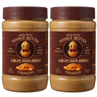 [쏘울너츠] 100% 땅콩버터 크런치, 500g, 2개