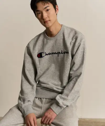 [챔피온] (CHAMPION) 빅 스크립트 로고 크루넥 스웨트셔츠 Normal Grey