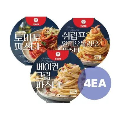 [천일식품][APP전용] 천일식품 파스타 4팩 골라담기 (알리오올리오/베이컨크림/토마토)