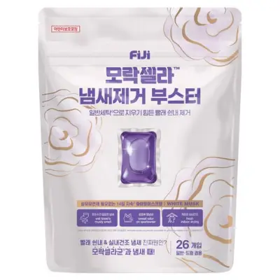 [피지] 모락셀라 섬유유연제 필요없는 실내건조 냄새제거 부스터 캡슐세제 화이트머스크향, 26개입, 1개 - 캡슐/시트세제