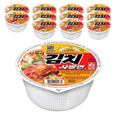 [농심] 김치 사발면 86g, 12개 - 컵라면