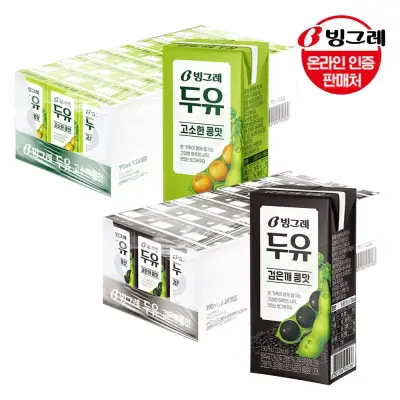 [빙그레]빙그레 두유 콩맛 2종 190ml 24팩 /고소한/검은깨
