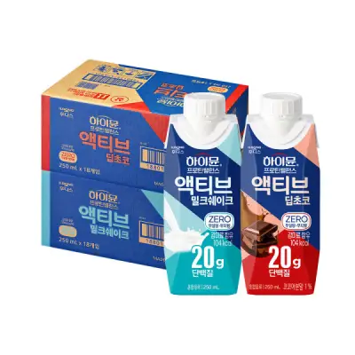 [하이뮨] 프로틴 밸런스 액티브 제로세트 (밀크쉐이크18입+딥초코18입) (소비기한 27/01/30)
