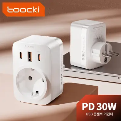 [Toocki] PD 30W GaN 충전기, AC 콘센트 포함, 휴대폰 충전기, 아이폰 15, 14, 샤오미, 삼성 S23, USB 벽 소켓 멀티탭