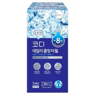 [코디] 데일리 쿨링 타월 70g 5p, 1개 - 쿨패치/쿨시트