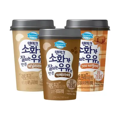 [동원](원데이) 덴마크 소화가 잘되는 라떼 3종 바닐라/크리미카라멜/카페라떼 250ml 12입