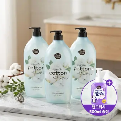 샤워메이트 프레시 바디워시 클린 코튼향 1.2kg X3개+핸드워시 500ml