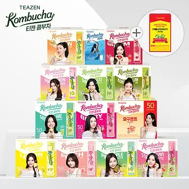 [1+1] 티젠 콤부차 50스틱 - 당류 0g,유산균 함유(총 100스틱)+애사비 10스틱 증정 | 톡딜