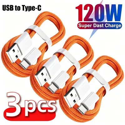 [3개입] USB A to USB C 240W 고속 충전 케이블, 아이폰 17 16 15 삼성 화웨이 샤오미 등에 대한 고속 충전 지원 3팩