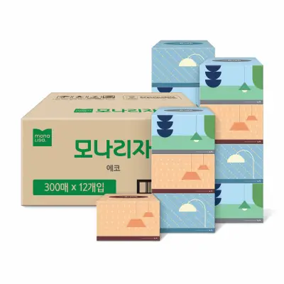 [모나리자] 에코 미용티슈, 300매, 12입, 1박스
