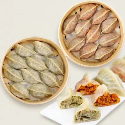 [허만두] 잎새만두, 알찬고기 1.4kg 1봉 + 알찬김치 1.4kg 1봉, 2봉
