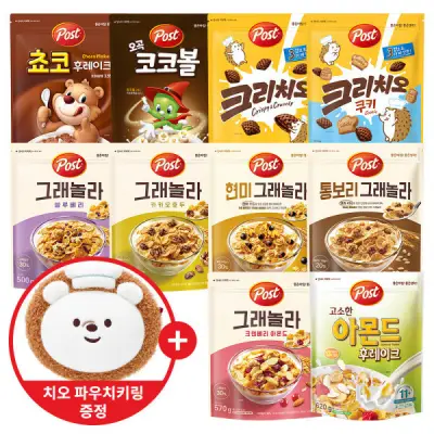 [포스트] 고소한 아몬드 후레이크 시리얼 620g 3개 외 10종 골라담기+치오 파우치 키링