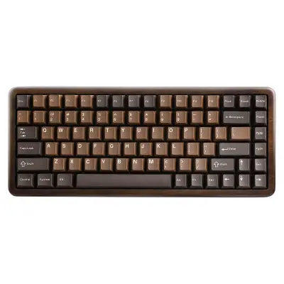 [YUNZII] WOOD84 무선 기계식 키보드, 75% 월넛 RGB 백라이트 목재 키보드, Mac/Win용 트레이 마운트 핫스왑 PBT 키캡